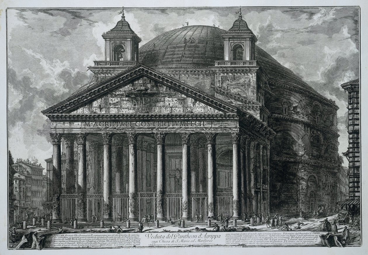 Panteón de Roma Vista del Panteón de Agripa hoy Iglesia de S. Maria ad Martyres (título sobre objeto) Gezichten op Rome (título de la serie) Vistas de Roma diseñadas y grabadas por el arquitecto Giambattista Piranesi Ve (nez) iano (título de la serie) de Giovanni Battista Piranesi