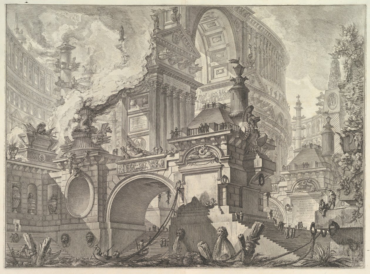 Parte de un amplio y magnífico puerto al uso de los antiguos romanos, donde se descubre el inter..., ca. 1749-50 de Giovanni Battista Piranesi
