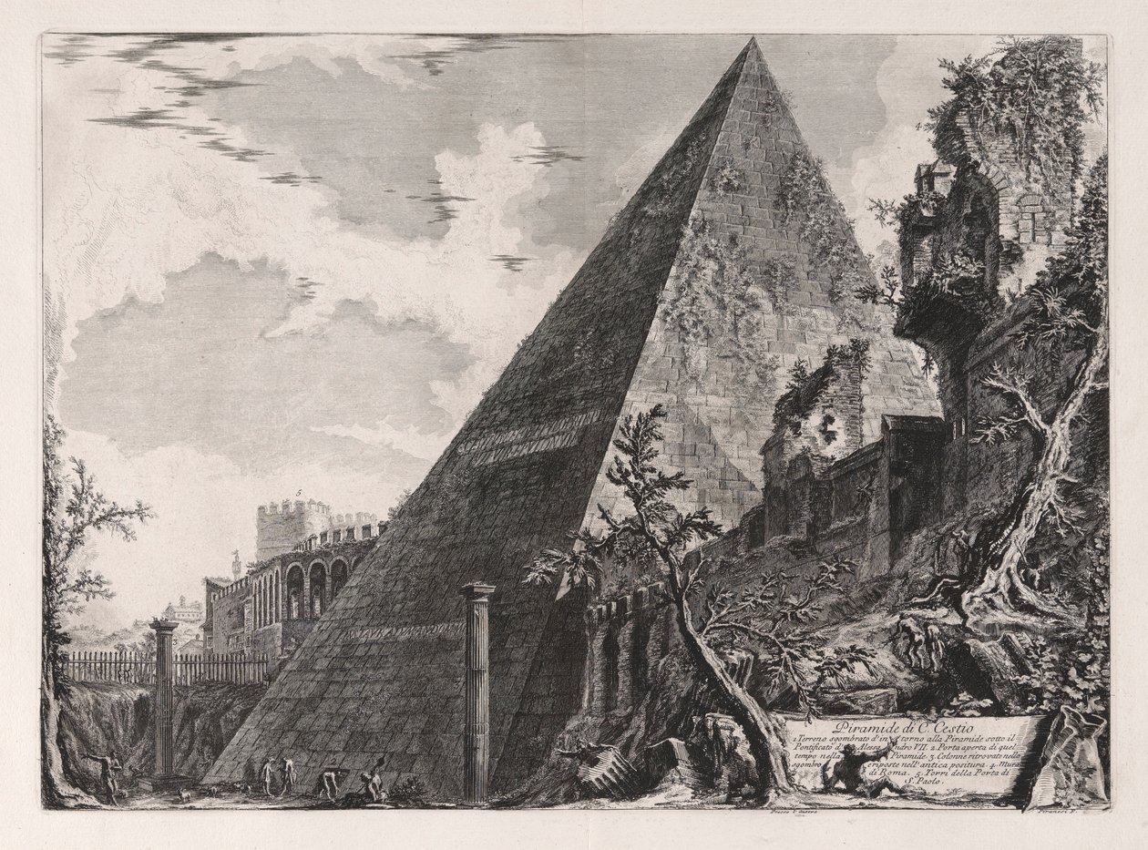 Piramide di C. Cestio (Pirámide de Gaius Cestius), de Vedute di Roma (Vistas de Roma) de Giovanni Battista Piranesi