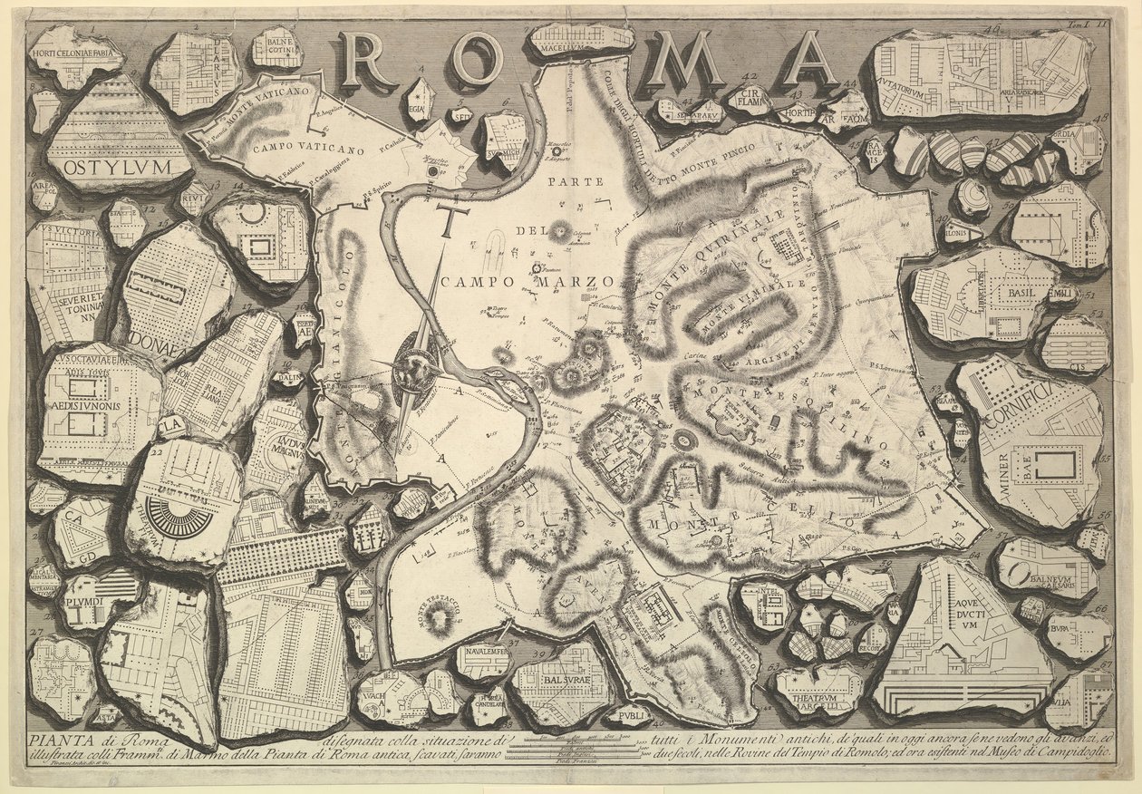 Plano de Roma, de Le Antichità Romane Antigüedades Romanas de Giovanni Battista Piranesi