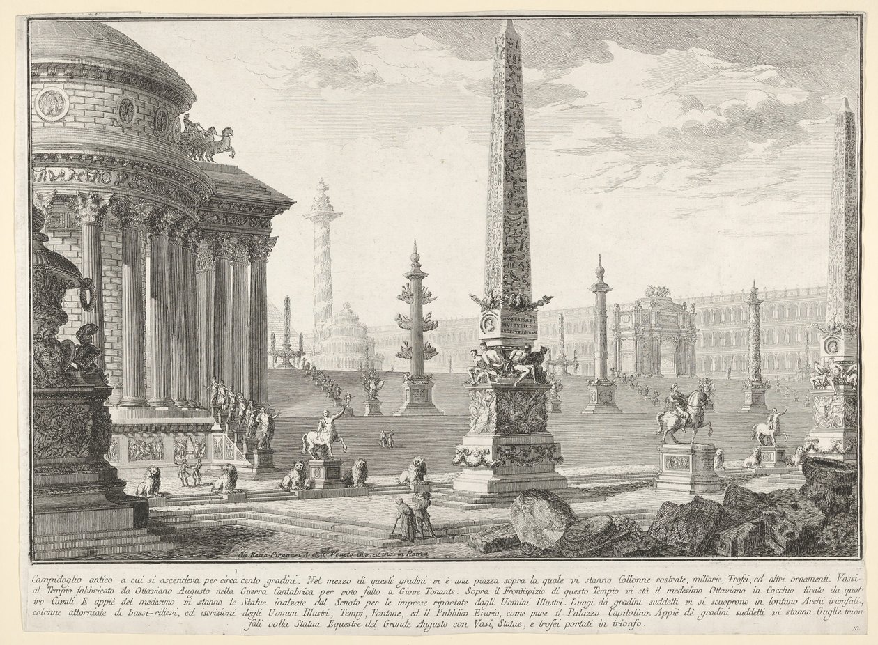 Placa 10: El antiguo Capitolio ascendido por aproximadamente cien escalones de Giovanni Battista Piranesi