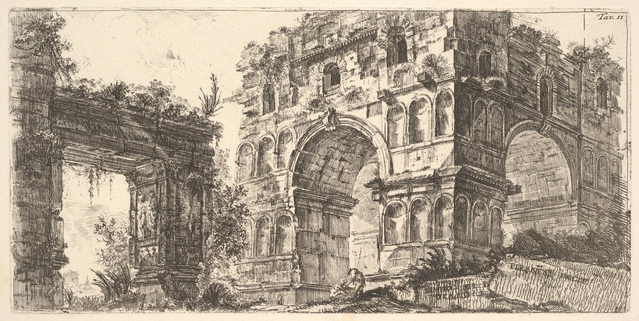 Placa 11: Templo de Jano Tempio di Giano de la serie Antichita Romana, ca. 1748 de Giovanni Battista Piranesi