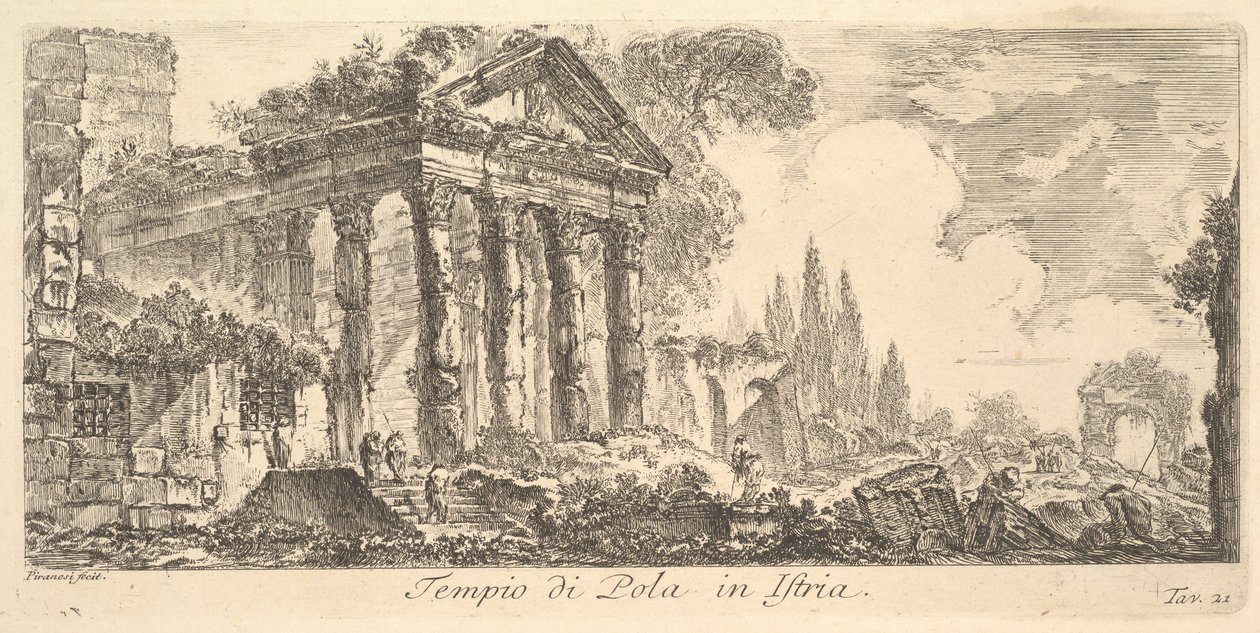Lámina 21: Templo de Pola en Istria de Giovanni Battista Piranesi