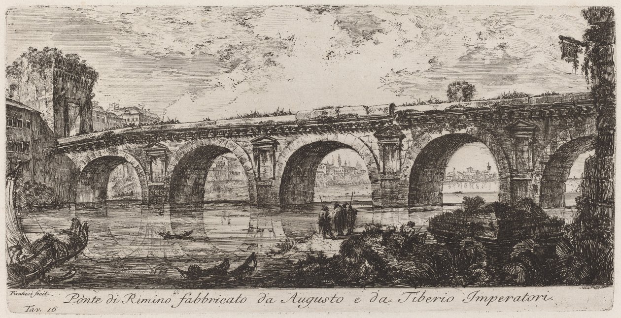 Puente de Rimino construido por Augusto y Tiberio emperador de Giovanni Battista Piranesi