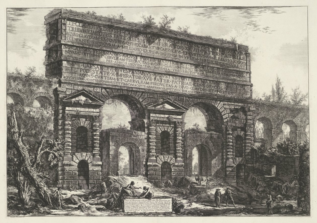 Porta Maggiore de Roma Vista del Monumento erigido por el Emperador Tito Vespasiano (...) (título sobre objeto) Gezichten op Rome (título de la serie) Vistas de Roma diseñadas y grabadas por el arquitecto Giambattista Piranesi Ve (nez) iano (título de la s de Giovanni Battista Piranesi