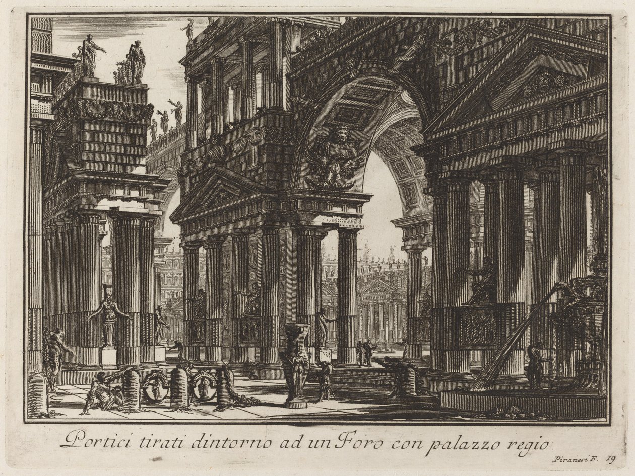 Pórticos alrededor de un Foro con Palacio Real de Giovanni Battista Piranesi