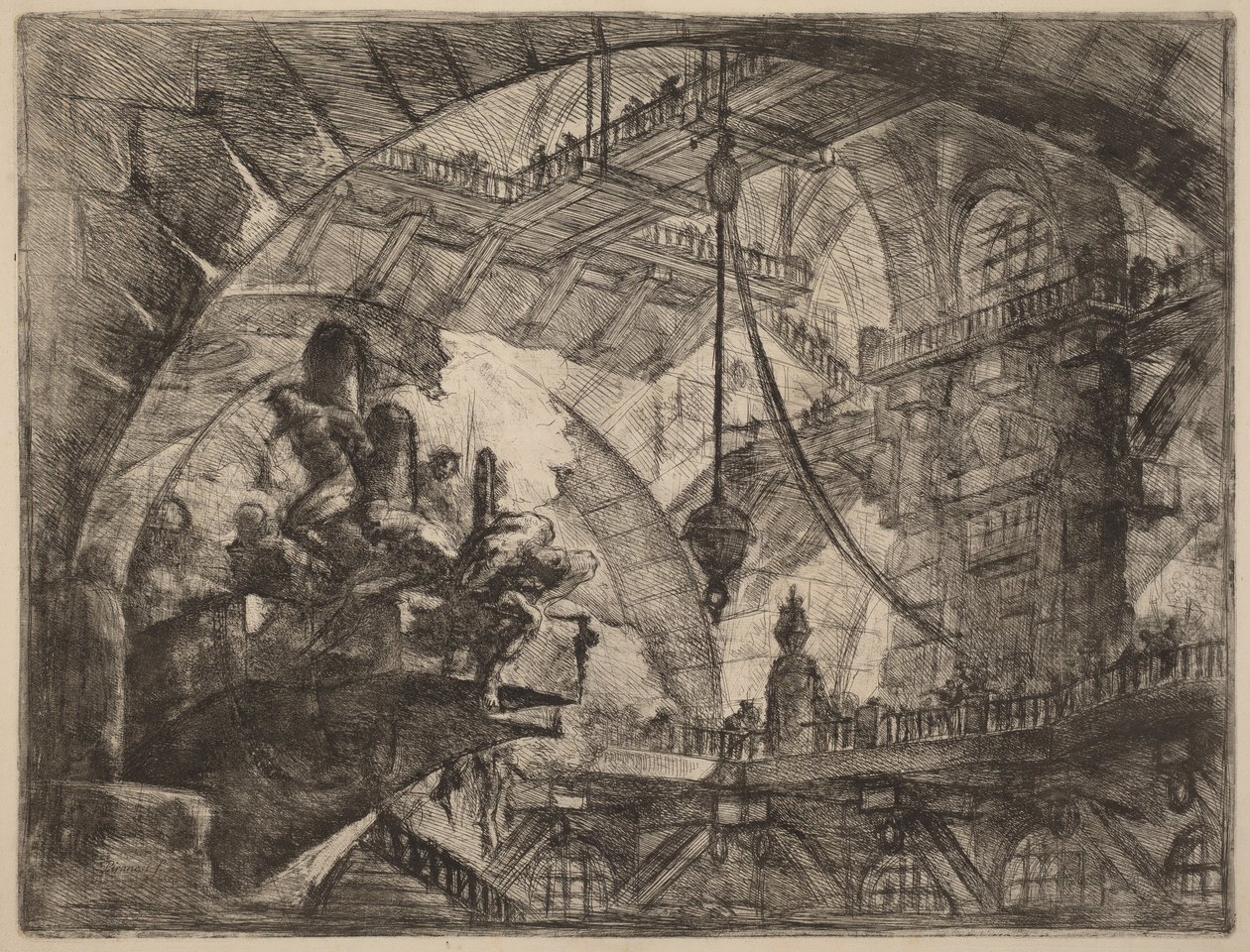 Prisioneros en una plataforma saliente de Giovanni Battista Piranesi
