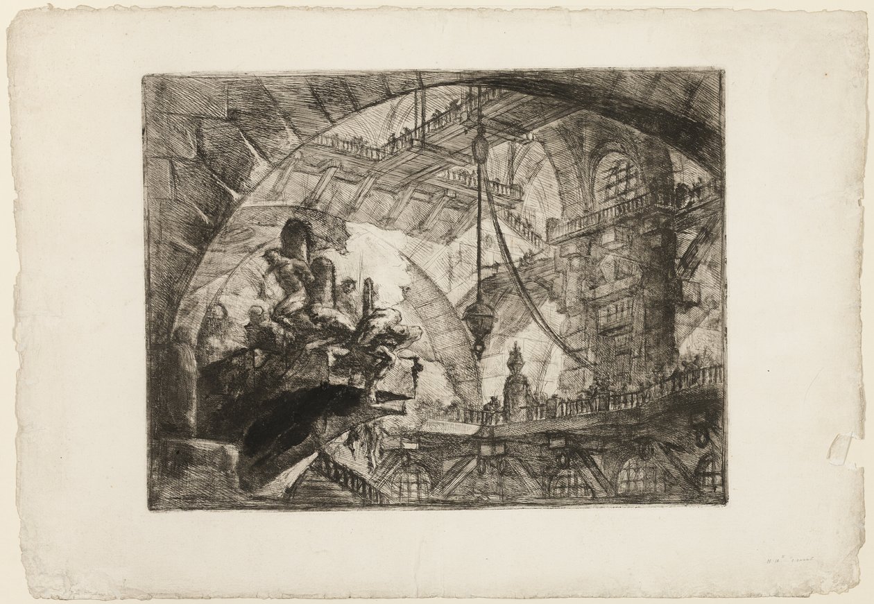 Prisioneros en una plataforma saliente, lámina 10 de Prisiones Imaginarias de Giovanni Battista Piranesi