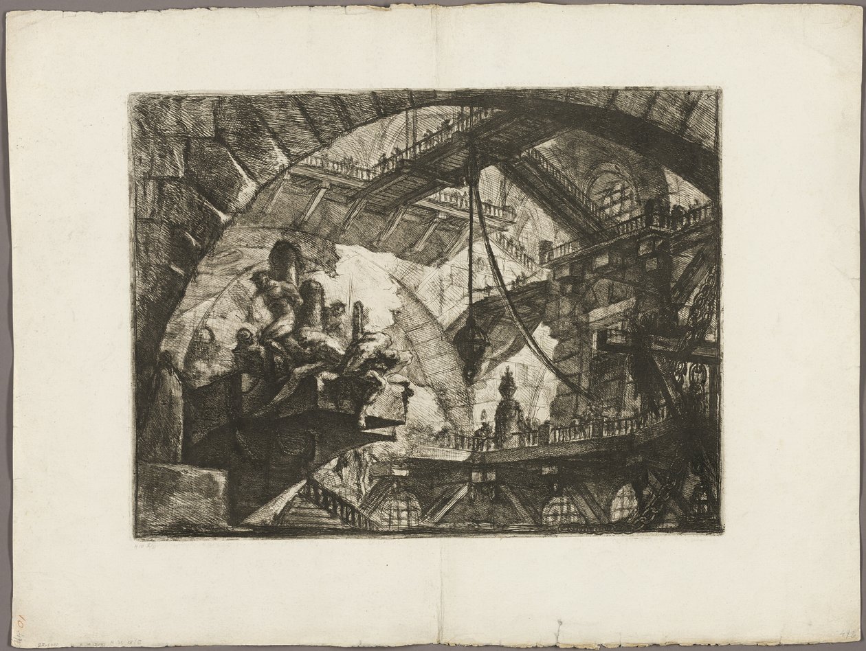Prisioneros en una plataforma saliente, lámina 10 de Prisiones Imaginarias de Giovanni Battista Piranesi