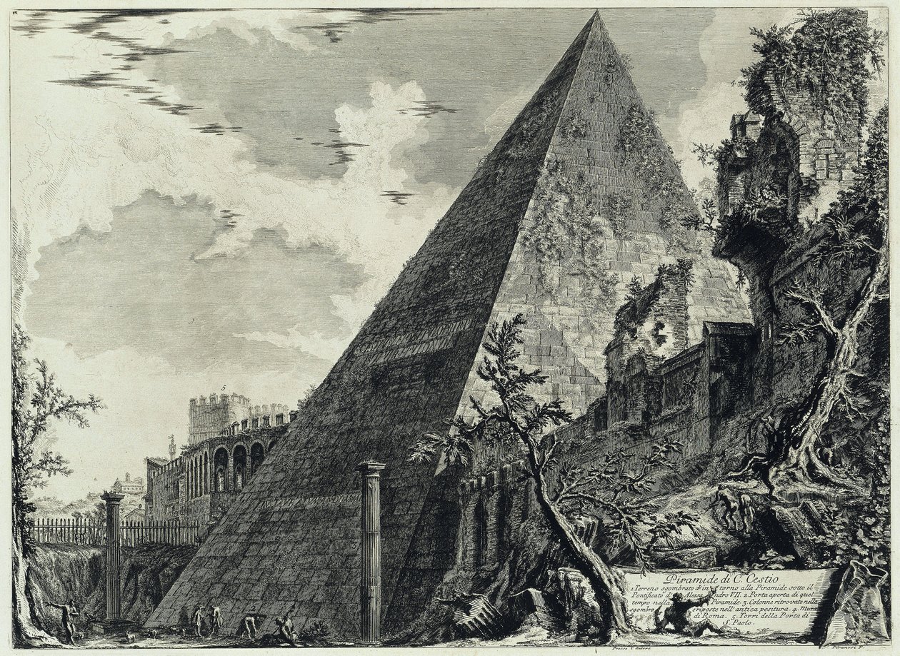 Pirámide de Cayo Cestio (de: Vedute di Roma) de Giovanni Battista Piranesi