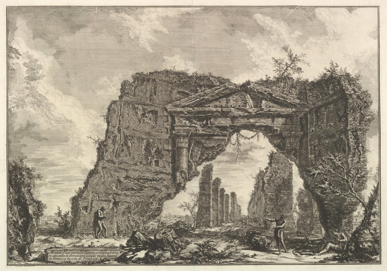 Restos de un pórtico cubierto, o un criptopórtico, en una villa de Domiciano de Giovanni Battista Piranesi