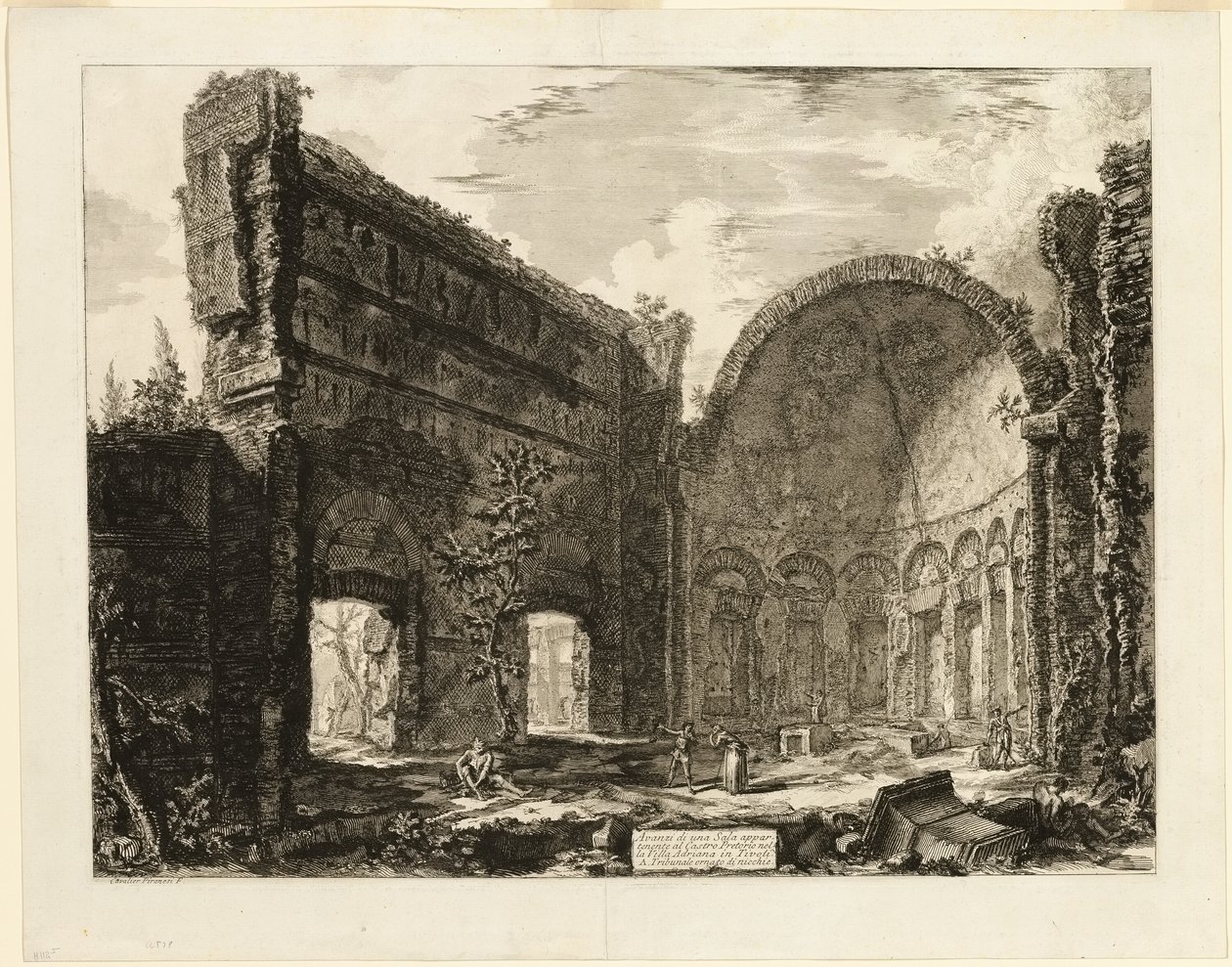 Restos de una habitación perteneciente al Fuerte Pretorio de la Villa Adriana, Tívoli, de Vistas de Roma de Giovanni Battista Piranesi