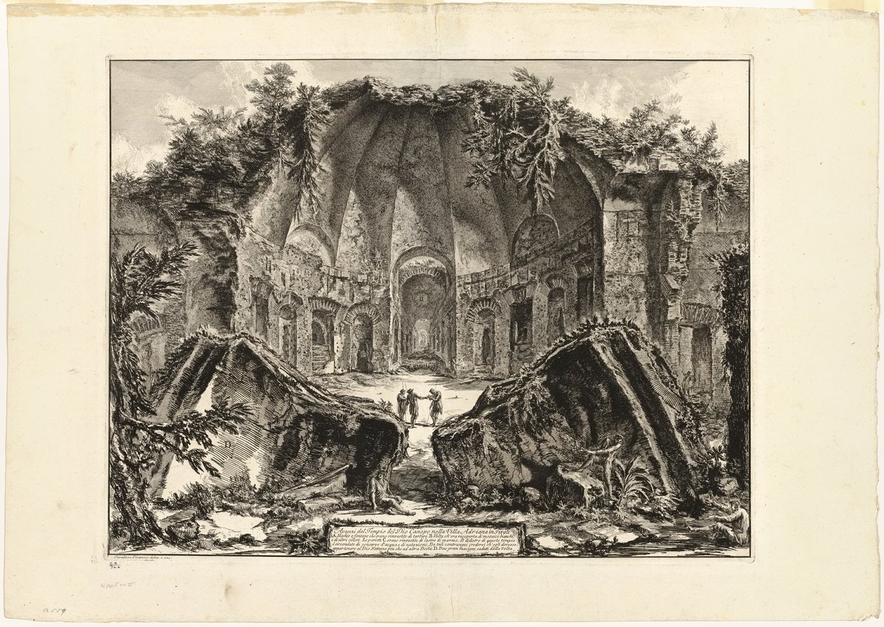 Restos del templo del dios Canopus en la Villa Adriana, Tívoli, de Vistas de Roma de Giovanni Battista Piranesi