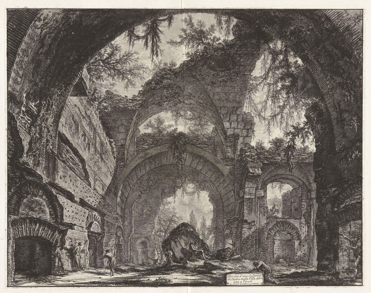 Ruinas de una galería de esculturas en la villa de Adriano en Tívoli [en realidad las grandes termas], de Vedute di Roma (Vistas de Roma) de Giovanni Battista Piranesi