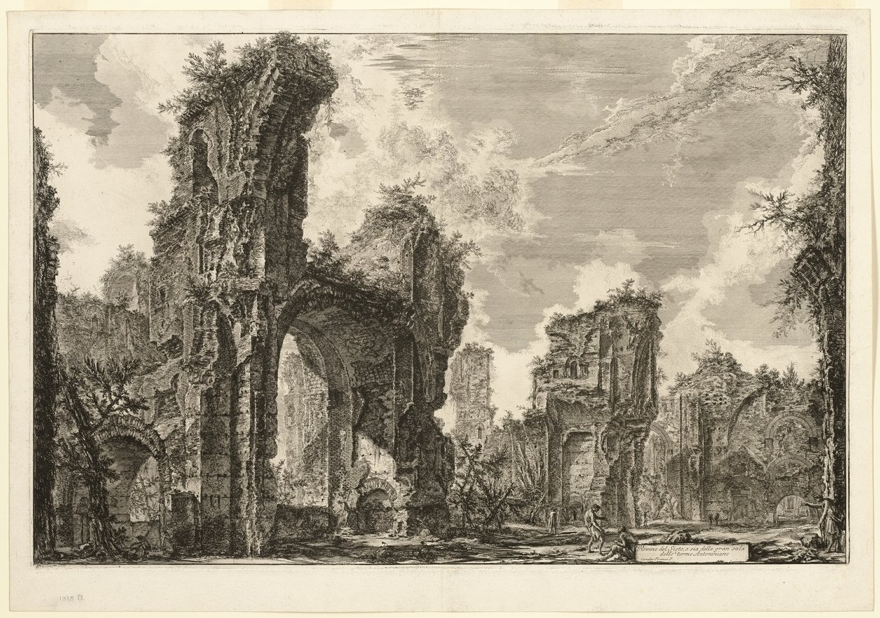 Ruinas del Xystus [un largo pórtico abierto usado para ejercicios atléticos], el salón central de los Baños Antoninos [Los Baños de Caracalla], de Vistas de Roma de Giovanni Battista Piranesi