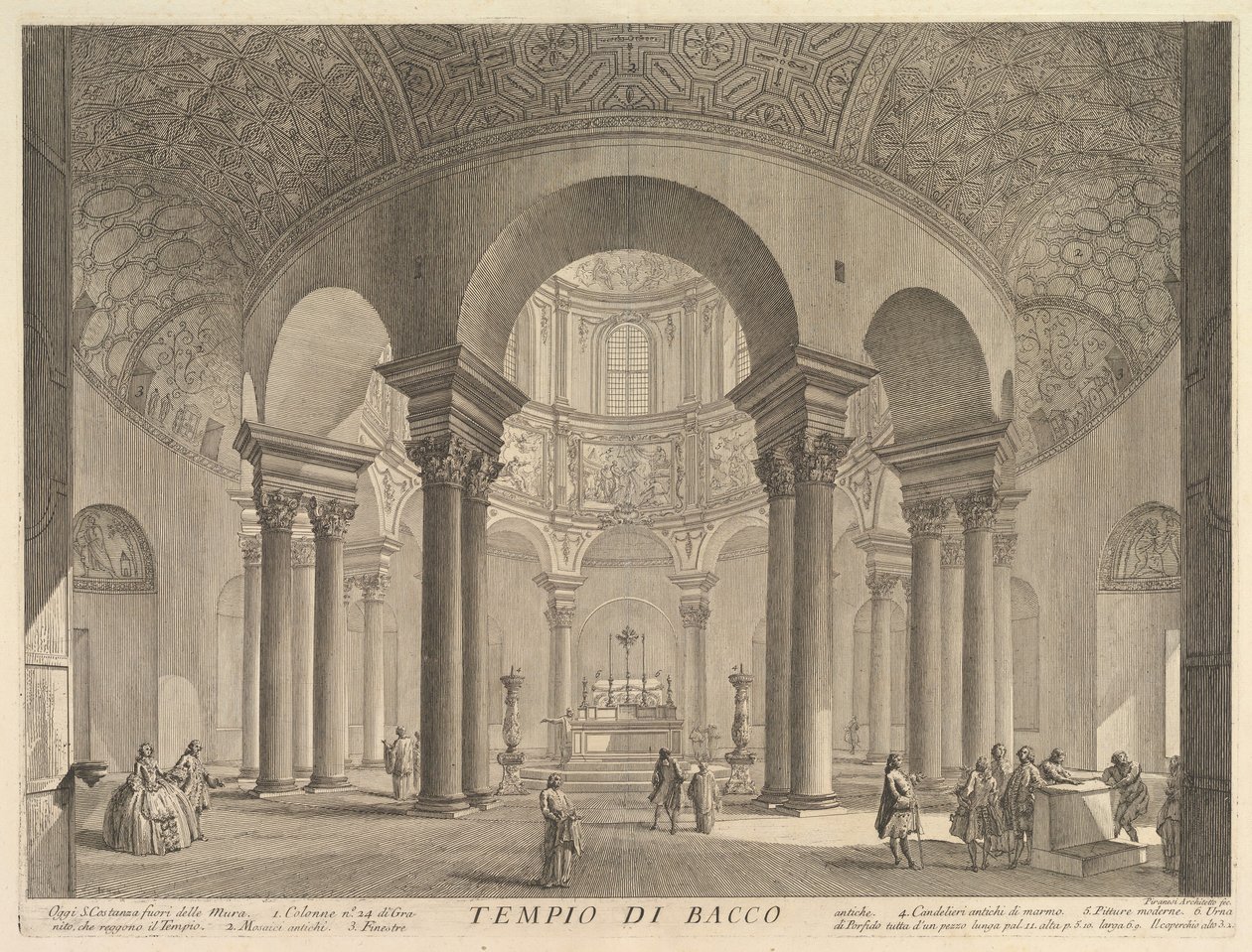 S. Constanza erróneamente llamado Templo de Baco Veduta interna del Sepolcro di S..., ca. 1756 de Giovanni Battista Piranesi