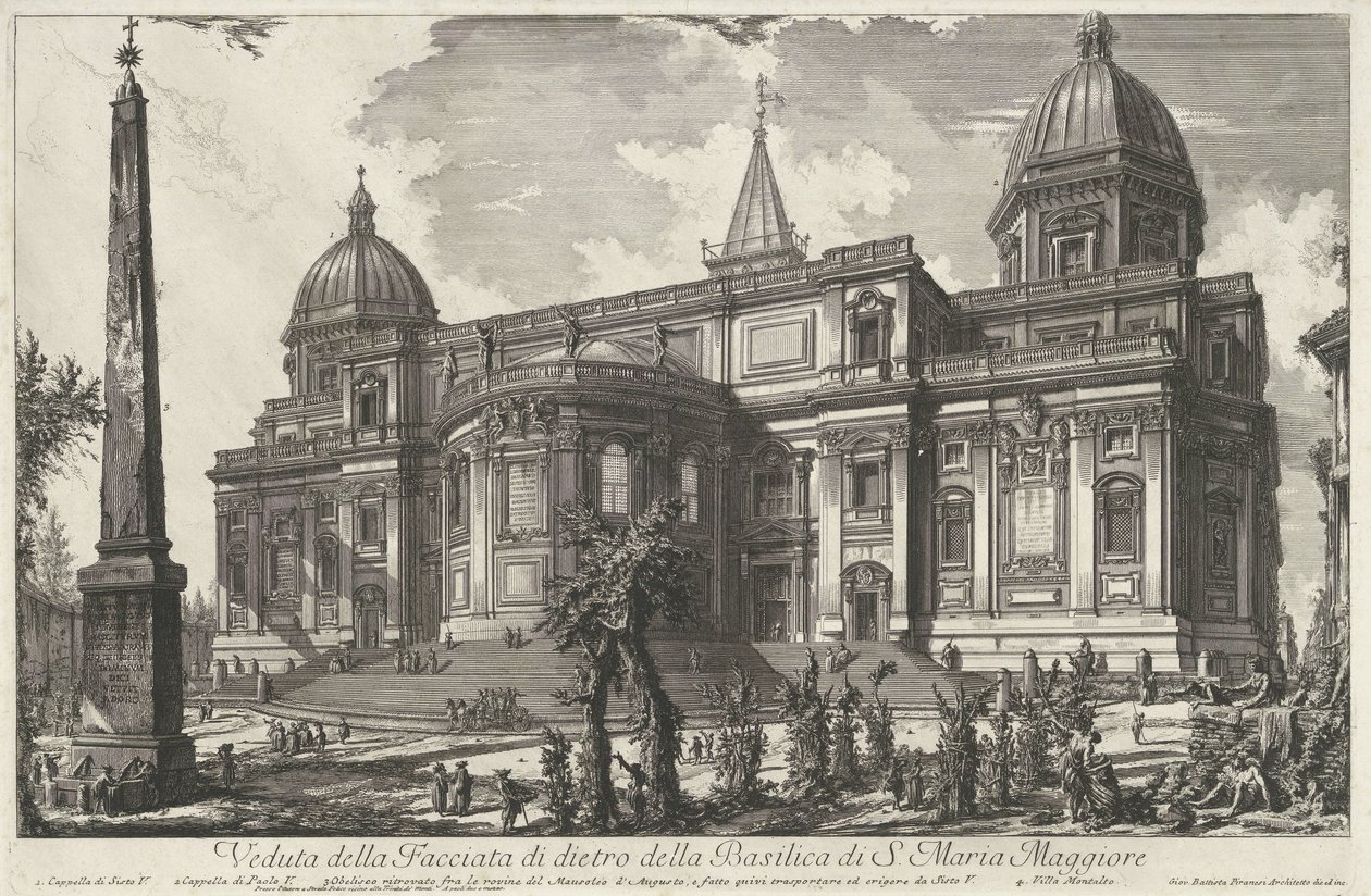 Santa María la Mayor de Roma Vista de la fachada trasera de la Basílica de S. Maria Maggiore (título sobre objeto) Gezichten op Rome (título de la serie) Vistas de Roma diseñadas y grabadas por el arquitecto Giambattista Piranesi Ve (nez) iano (título de l de Giovanni Battista Piranesi