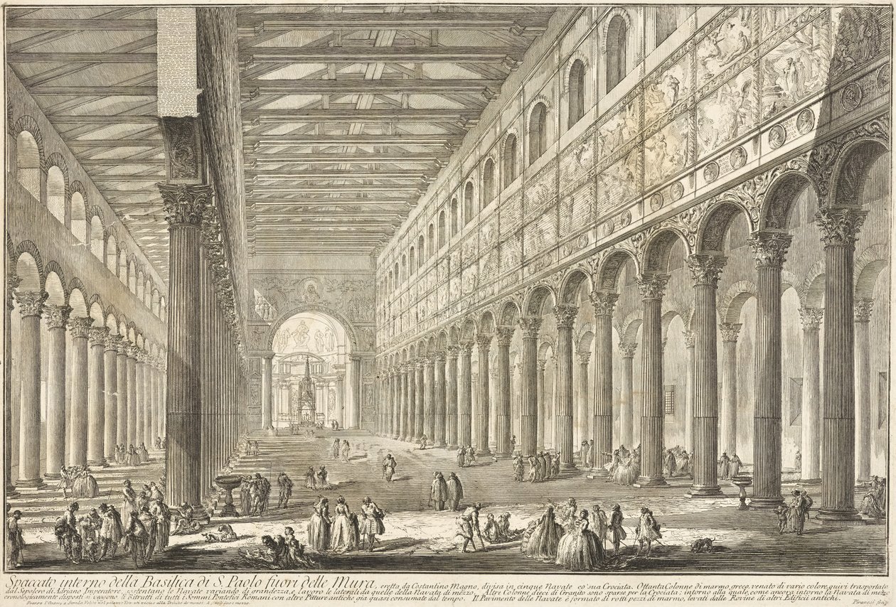 Sección del interior de la Basílica de San Pablo Extramuros de Giovanni Battista Piranesi