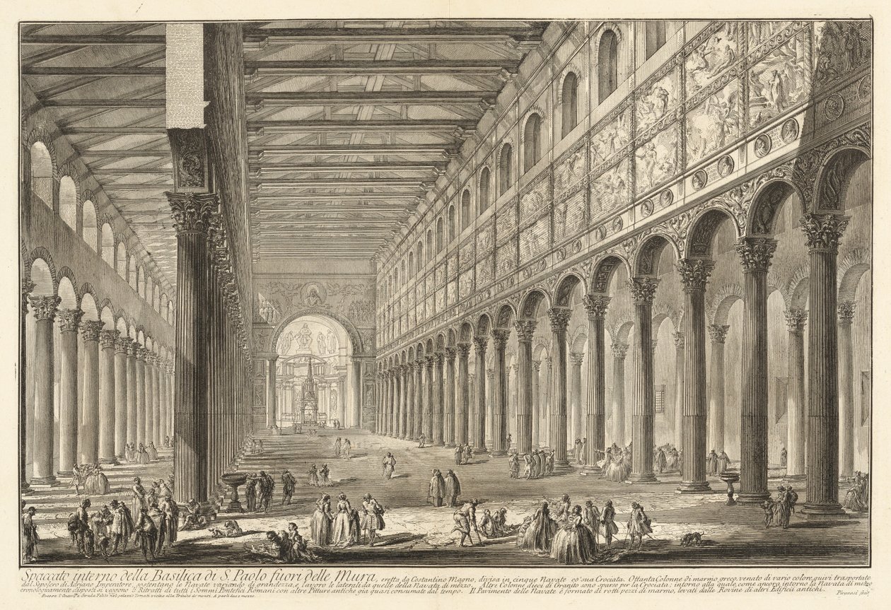 Sección Interior de la Basílica de S. Paolo fuori delle Mura de Giovanni Battista Piranesi