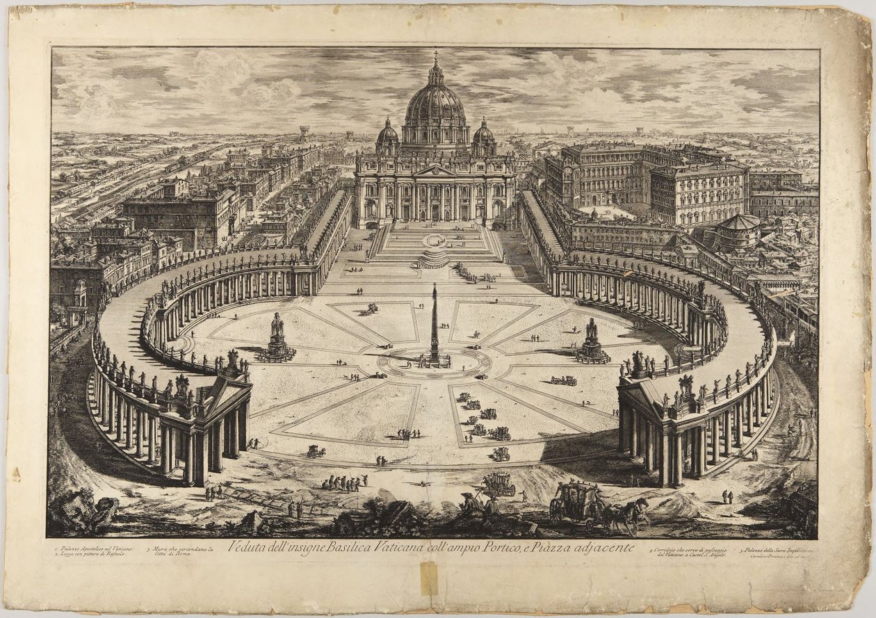San Pedro con atrio y columnatas: vista de pájaro de Giovanni Battista Piranesi