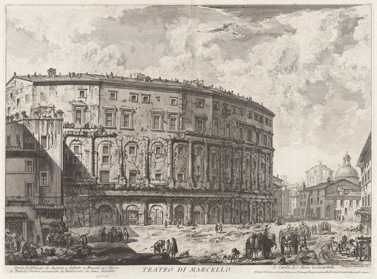 Teatro de Marcelo. Este edificio fue construido por Augusto y dedicado a su sobrino Marcelo), de Vedute di Roma (Vistas de Roma) de Giovanni Battista Piranesi