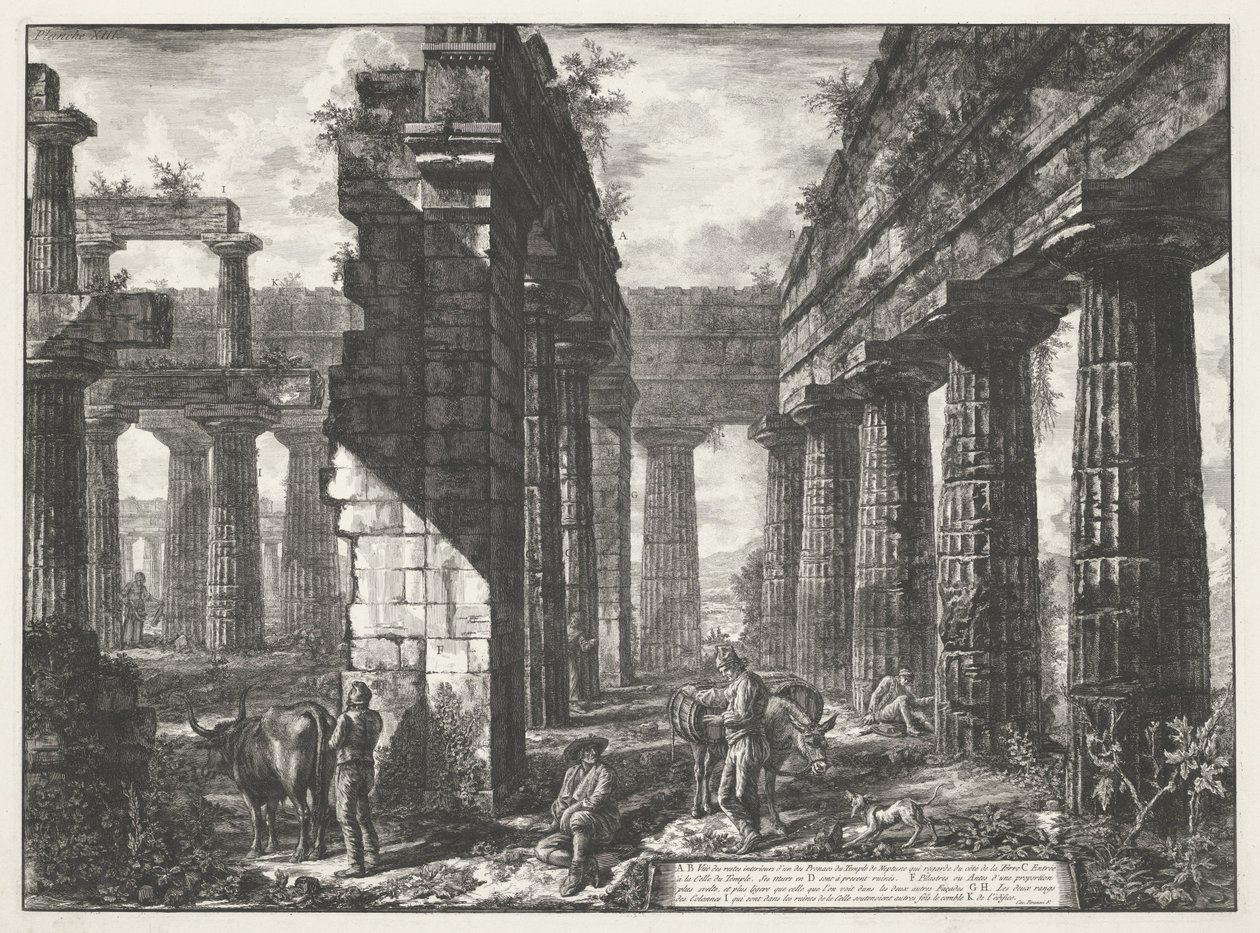 Templo de Neptuno en Paestum Diferentes vistas de los restos de tres grandes edificios que siguen en pie en Paestum (título de la serie) Différentes vues de quelques restes de trois grands édifices qui subsistent encore dans l