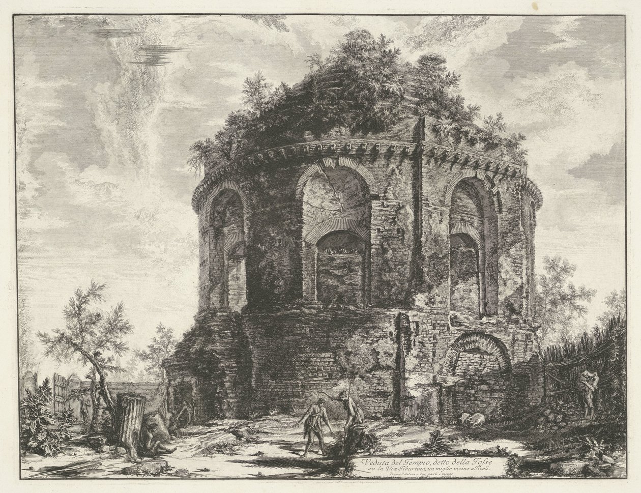 Templo de la tos bij Tivoli Vista del Templo, llamado della Tosse en Via Tiburtina, una milla cerca de Tivoli (título sobre el objeto) Gezichten op Rome (título de la serie) Vistas de Roma diseñadas y grabadas por el arquitecto Giambattista Piranesi Ve (ne de Giovanni Battista Piranesi