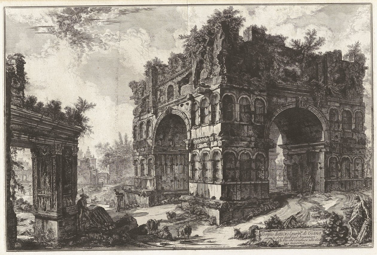 Templo llamado volgarm.te di Giano. A. Arco conocido como degl de Giovanni Battista Piranesi