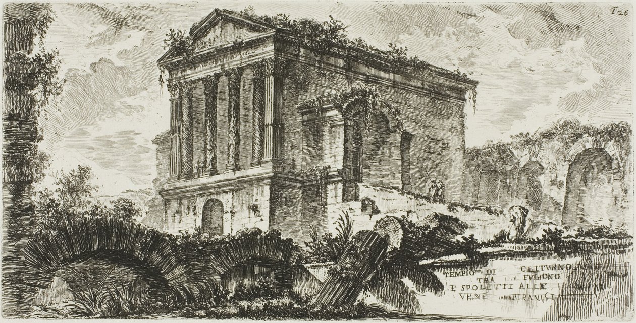 Templo de Clitumnus entre Foligno y Spoleto, lámina 26 de Algunas vistas de arcos triunfales y otros monumentos de Giovanni Battista Piranesi
