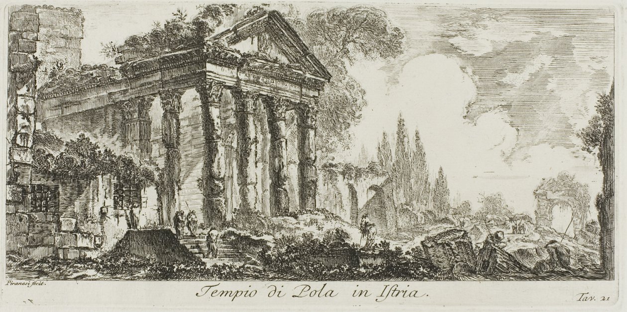 Templo de Pola en Istria, placa 21 de Algunas vistas de arcos triunfales y otros monumentos de Giovanni Battista Piranesi