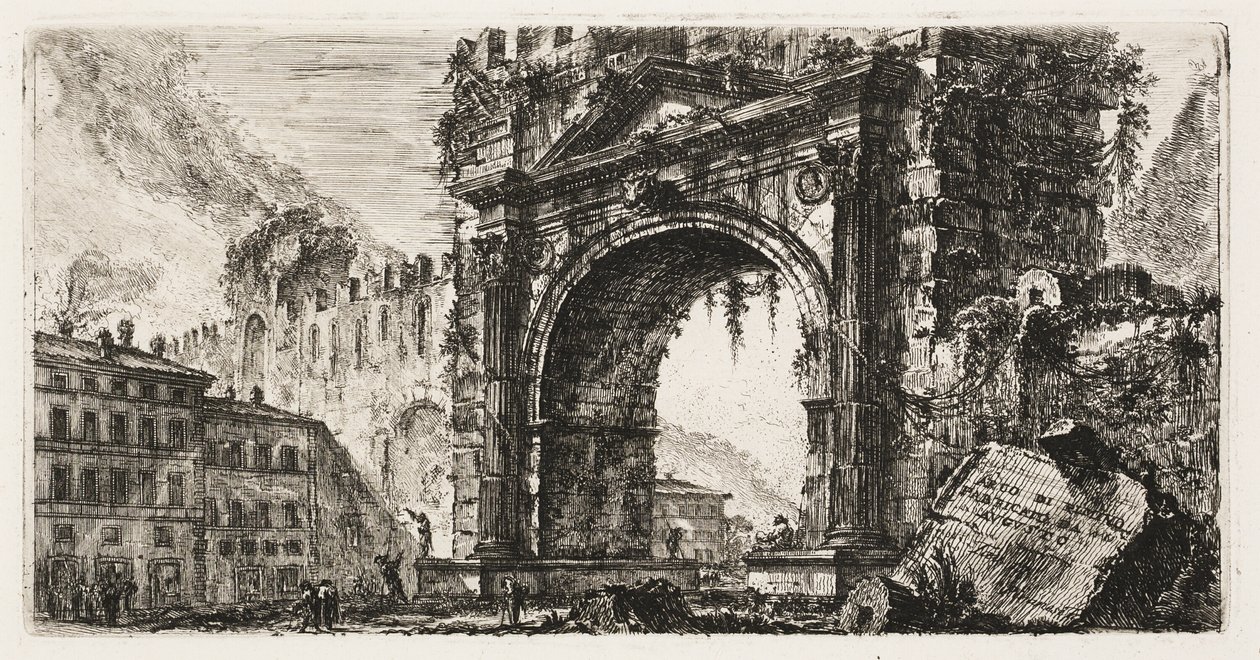 El arco en Rímini construido por Augusto, lámina 17 de Algunas vistas de arcos triunfales y otros monumentos de Giovanni Battista Piranesi