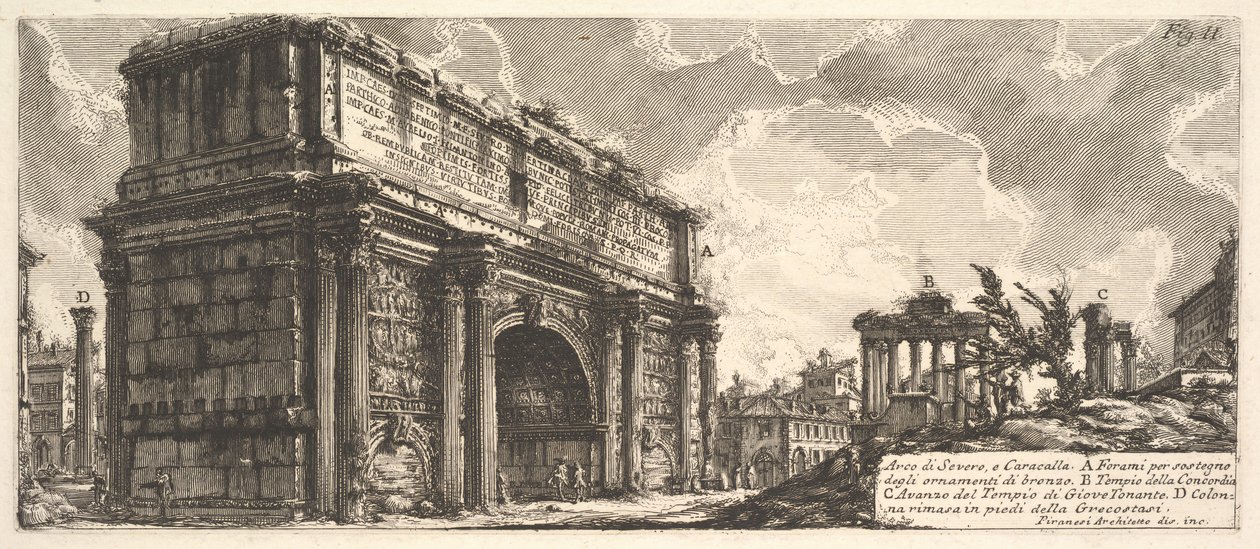 El Arco de Septimio Severo (Arco di Severo e Caracalla) de Giovanni Battista Piranesi