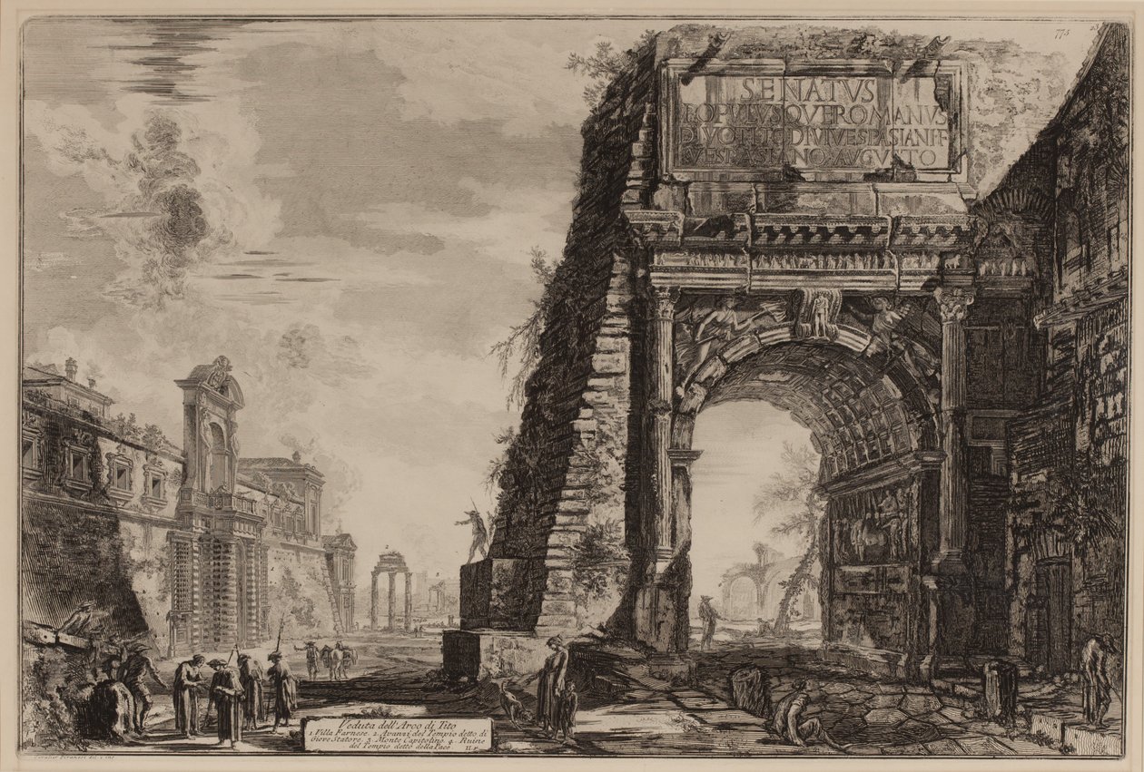 El Arco de Tito con el Casino Farnese a la izquierda de Giovanni Battista Piranesi