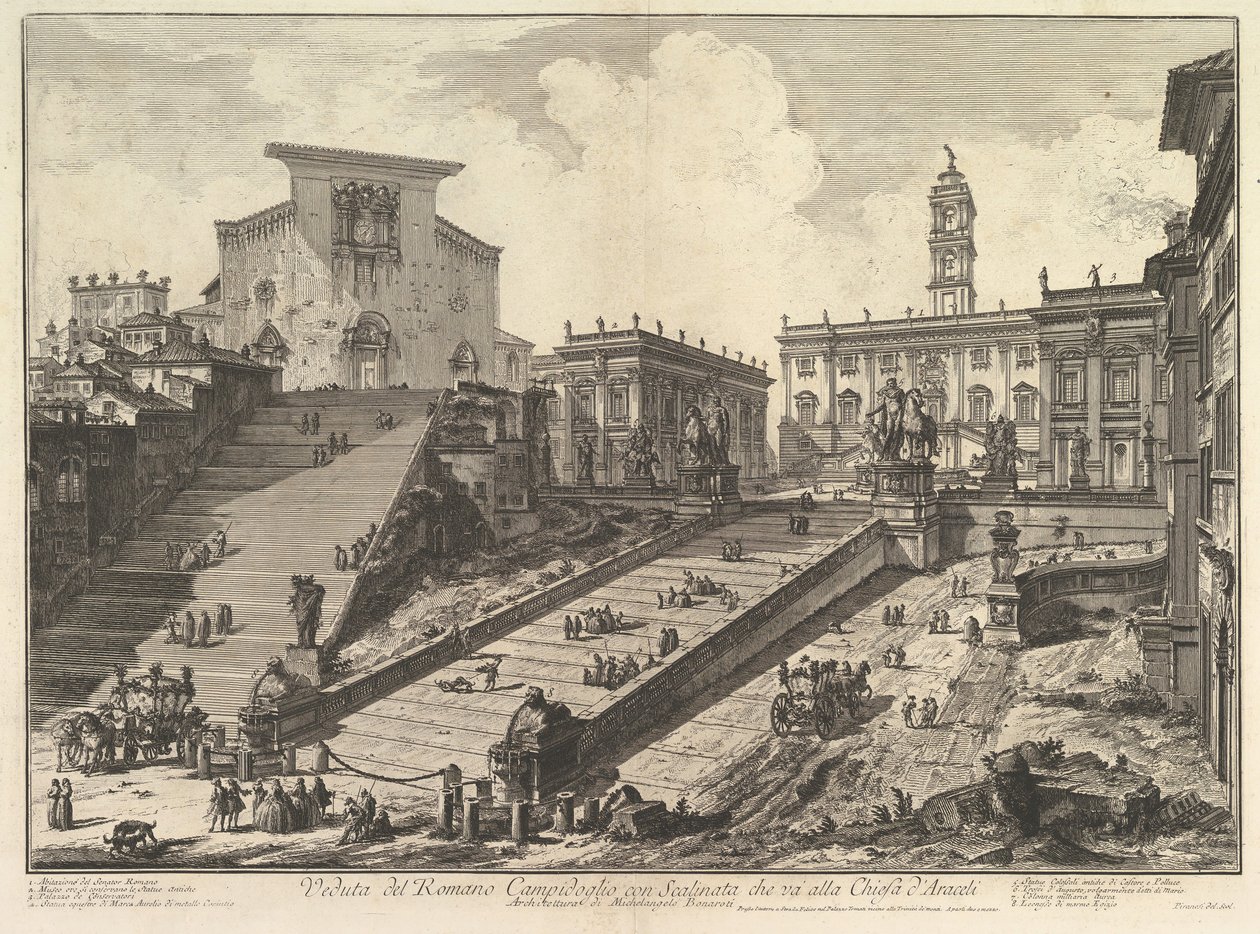 El Capitolio y los escalones de S. Maria in Aracoeli Veduta del Romano Campidoglio de Giovanni Battista Piranesi