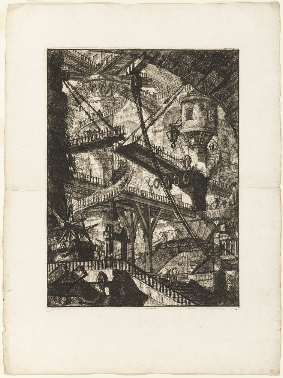 El puente levadizo, lámina 7 de Prisiones imaginarias de Giovanni Battista Piranesi