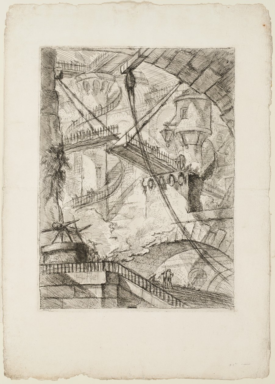 El puente levadizo, lámina 7 de Prisiones imaginarias de Giovanni Battista Piranesi