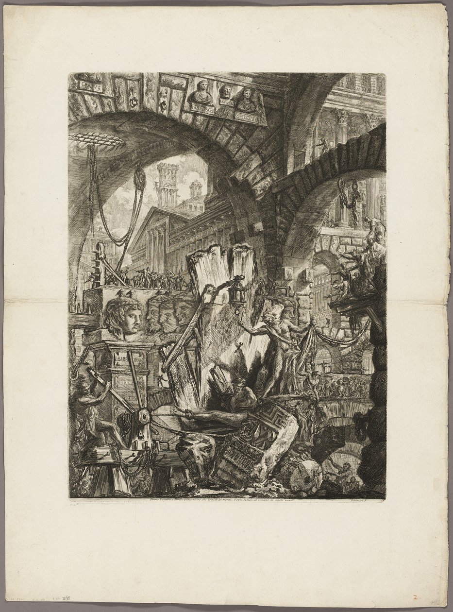 El Hombre en el Potro, lámina 2 de Prisiones Imaginarias de Giovanni Battista Piranesi