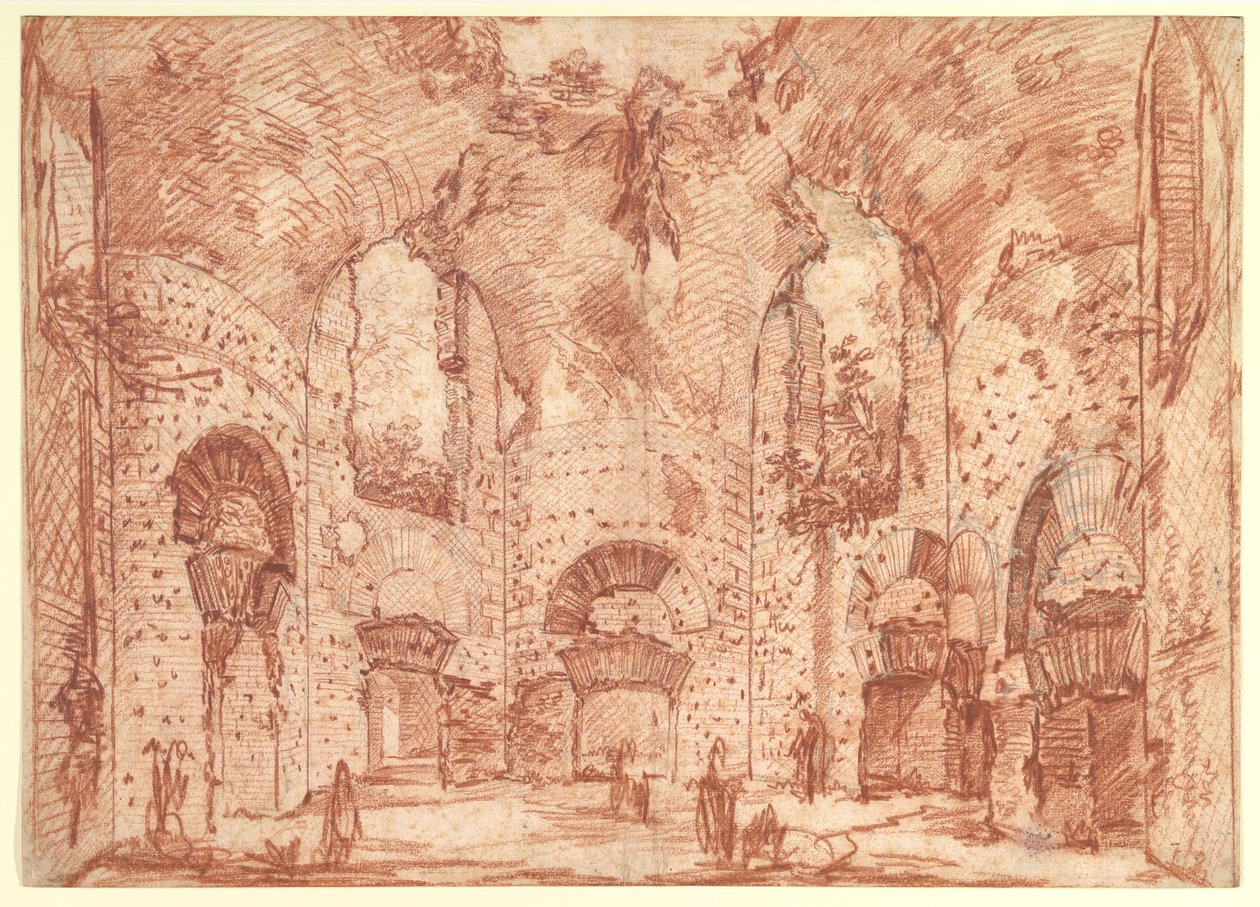 La sala octogonal de las Pequeñas Termas de la Villa de Adriano (Tívoli) de Giovanni Battista Piranesi