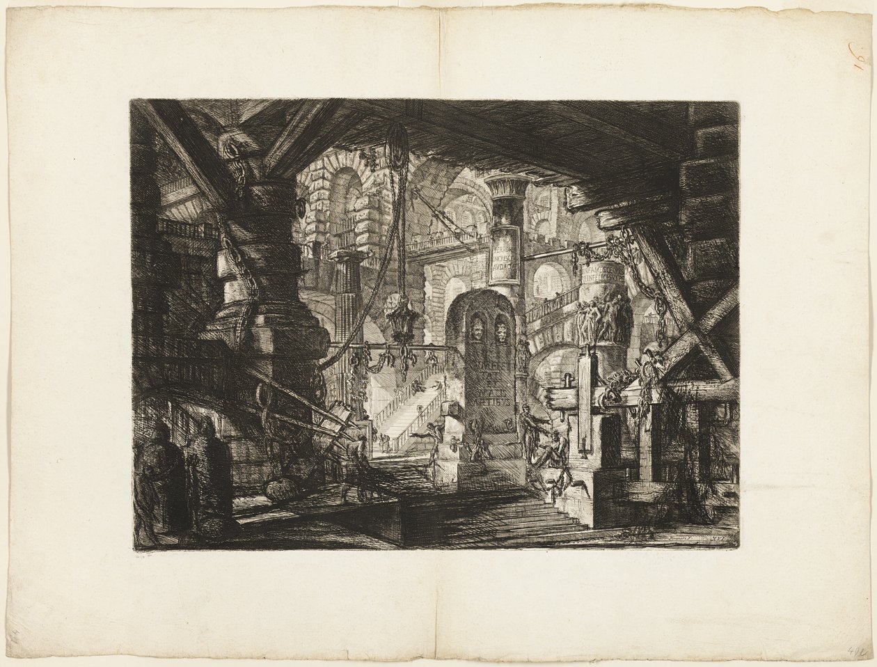 El Muelle con Cadenas, placa 16 de Prisiones Imaginarias de Giovanni Battista Piranesi