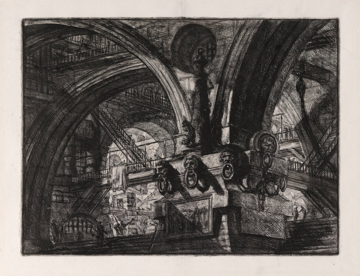 El muelle con una lámpara, placa 15 de Carceri d de Giovanni Battista Piranesi