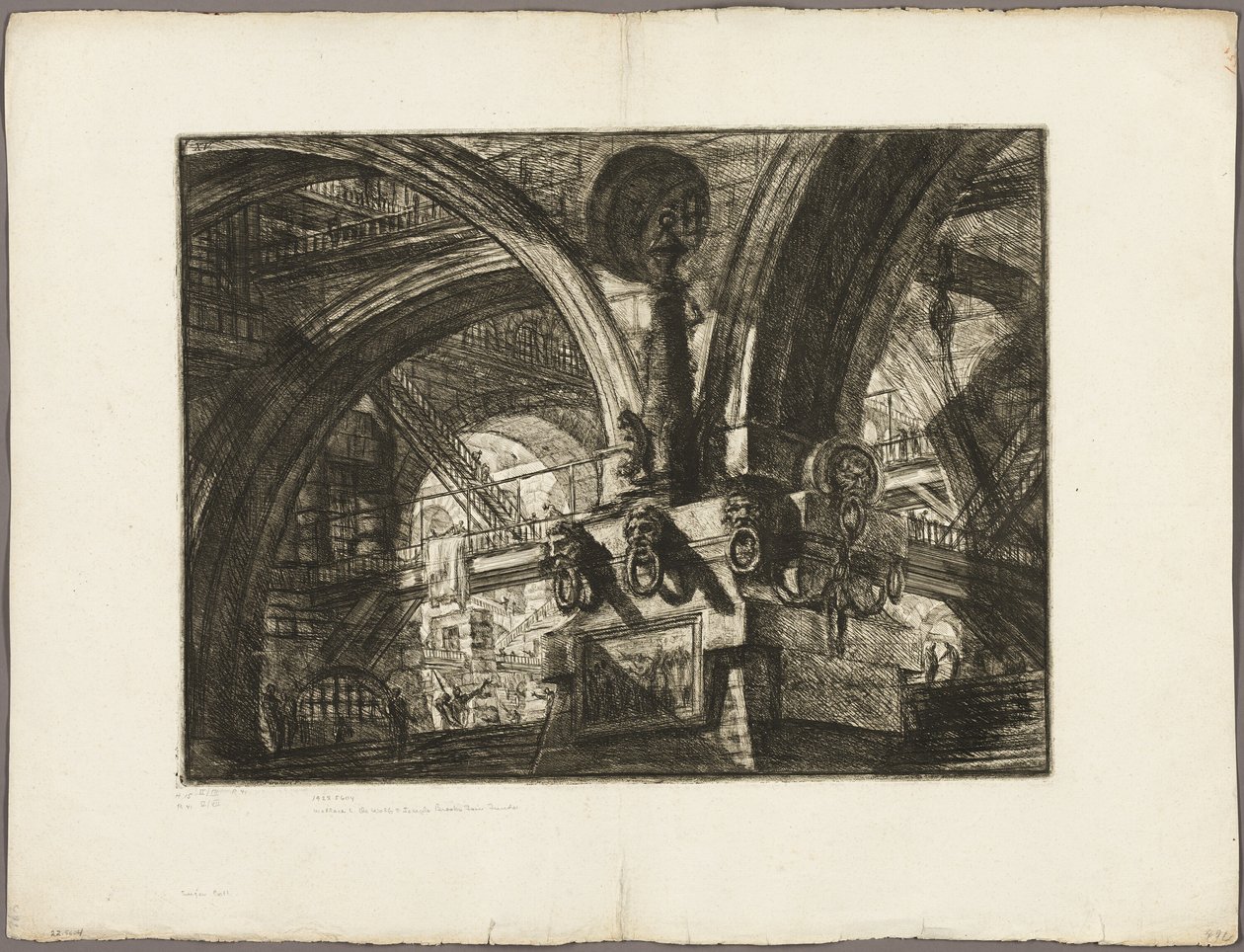 El muelle con una lámpara, lámina 15 de Prisiones Imaginarias de Giovanni Battista Piranesi