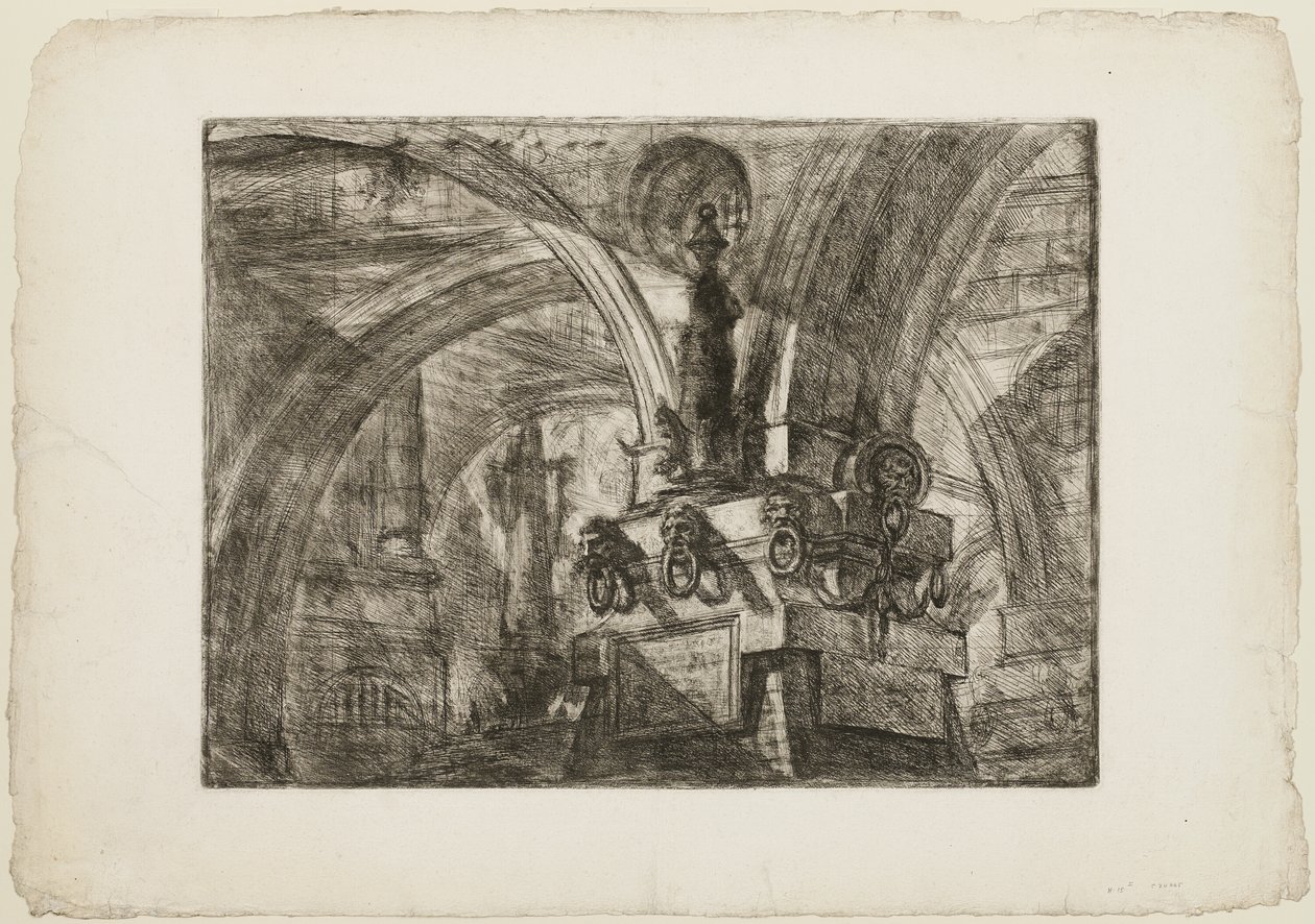 El muelle con una lámpara, placa 15 de Prisiones imaginarias de Giovanni Battista Piranesi