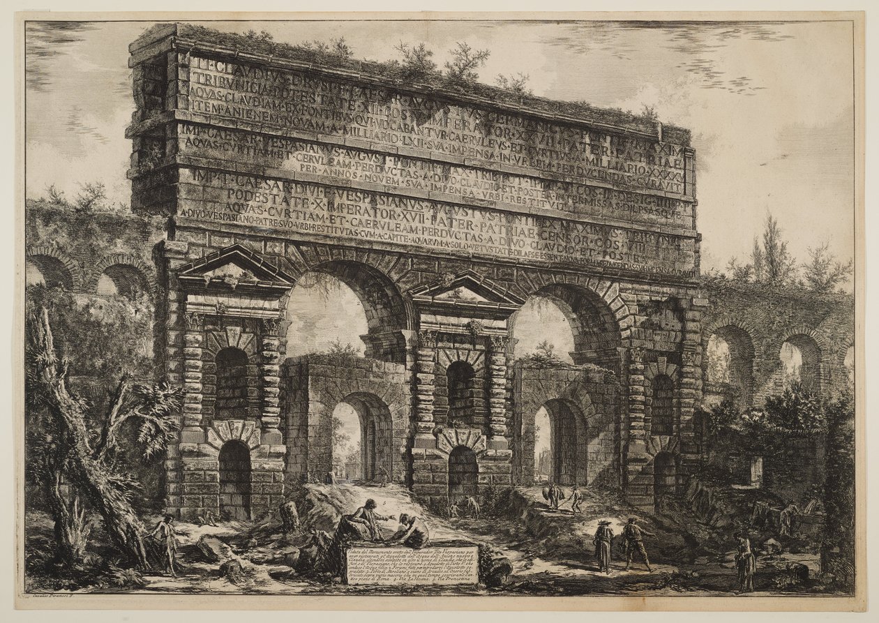 La Porta Maggiore, originalmente un arco de la Aqua Claudia y del Anio Novus de Giovanni Battista Piranesi