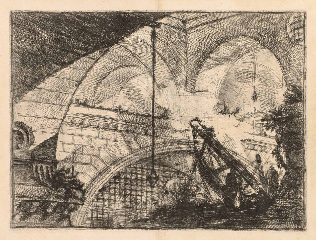 Las Prisiones: Una Serie de Galerías con Estructura de Vigas como Grúa de Giovanni Battista Piranesi