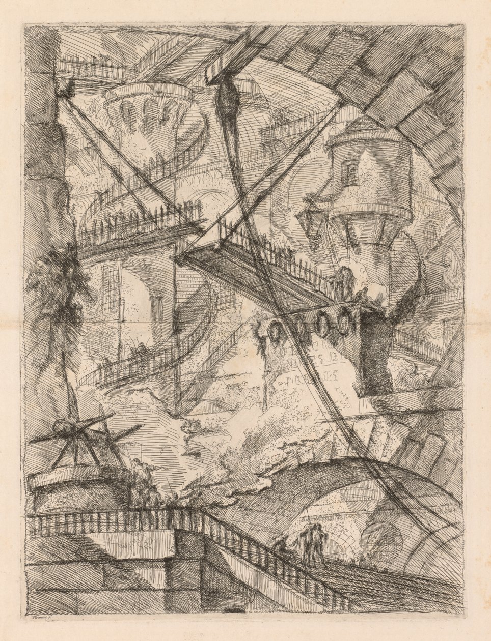 Las prisiones: Un interior inmenso con un puente levadizo de Giovanni Battista Piranesi