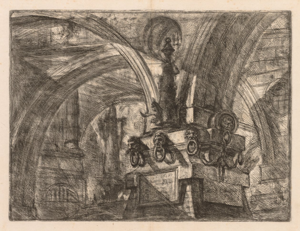 Las prisiones: Arcos redondos que surgen de una columna cuadrada, 1745-1750 de Giovanni Battista Piranesi