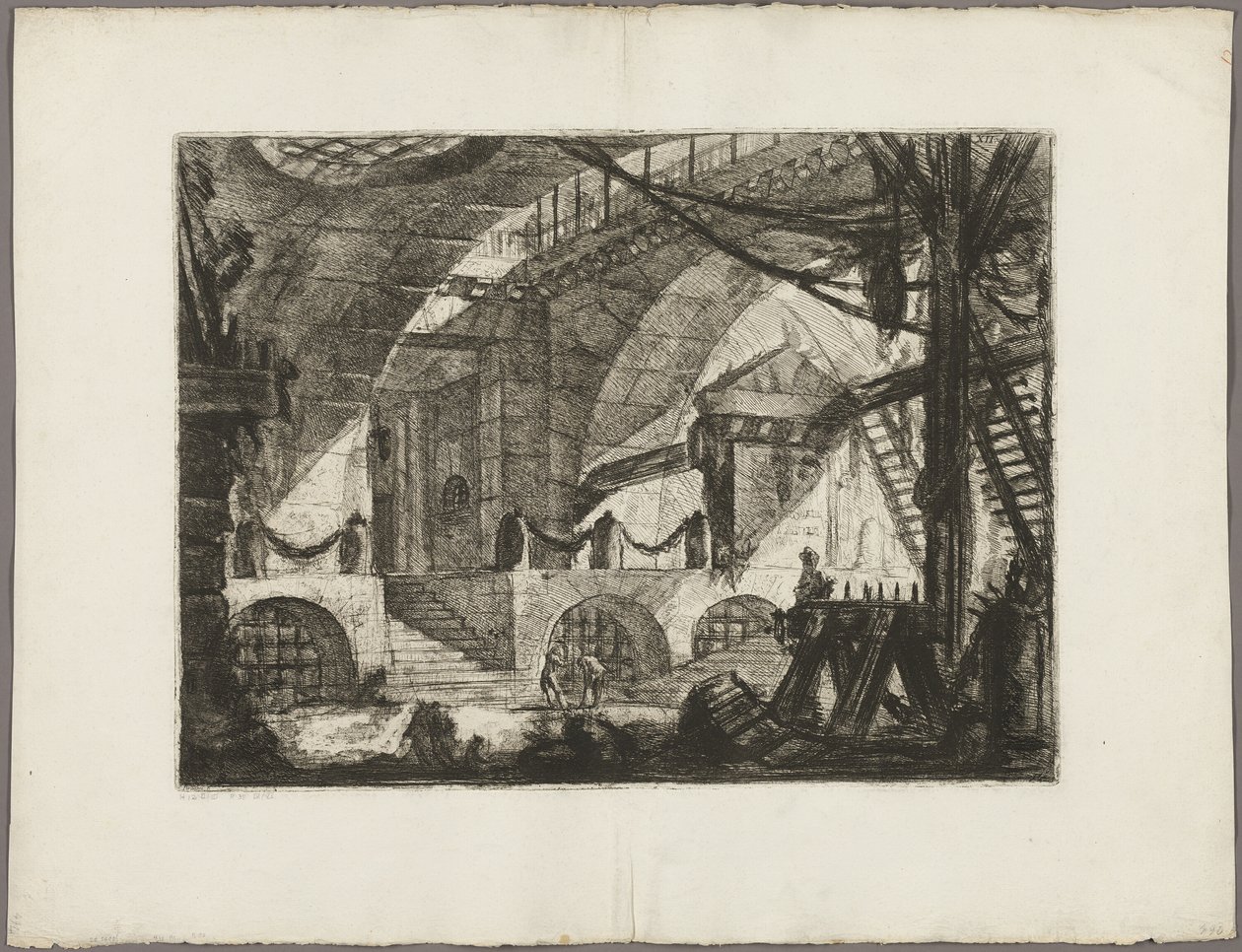 El caballete, lámina 12 de Prisiones imaginarias de Giovanni Battista Piranesi