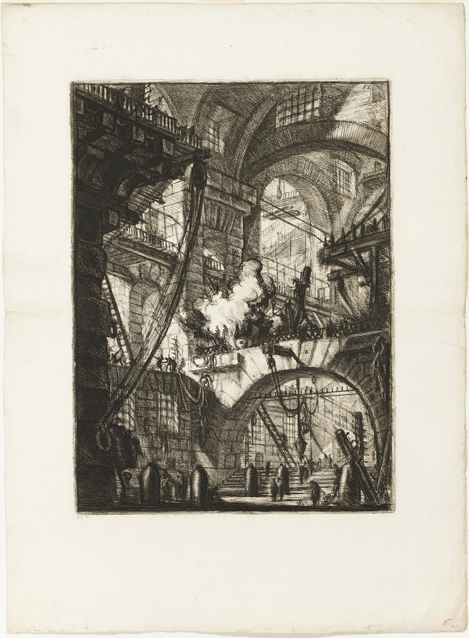 El Fuego Humeante, lámina 6 de Prisiones Imaginarias de Giovanni Battista Piranesi