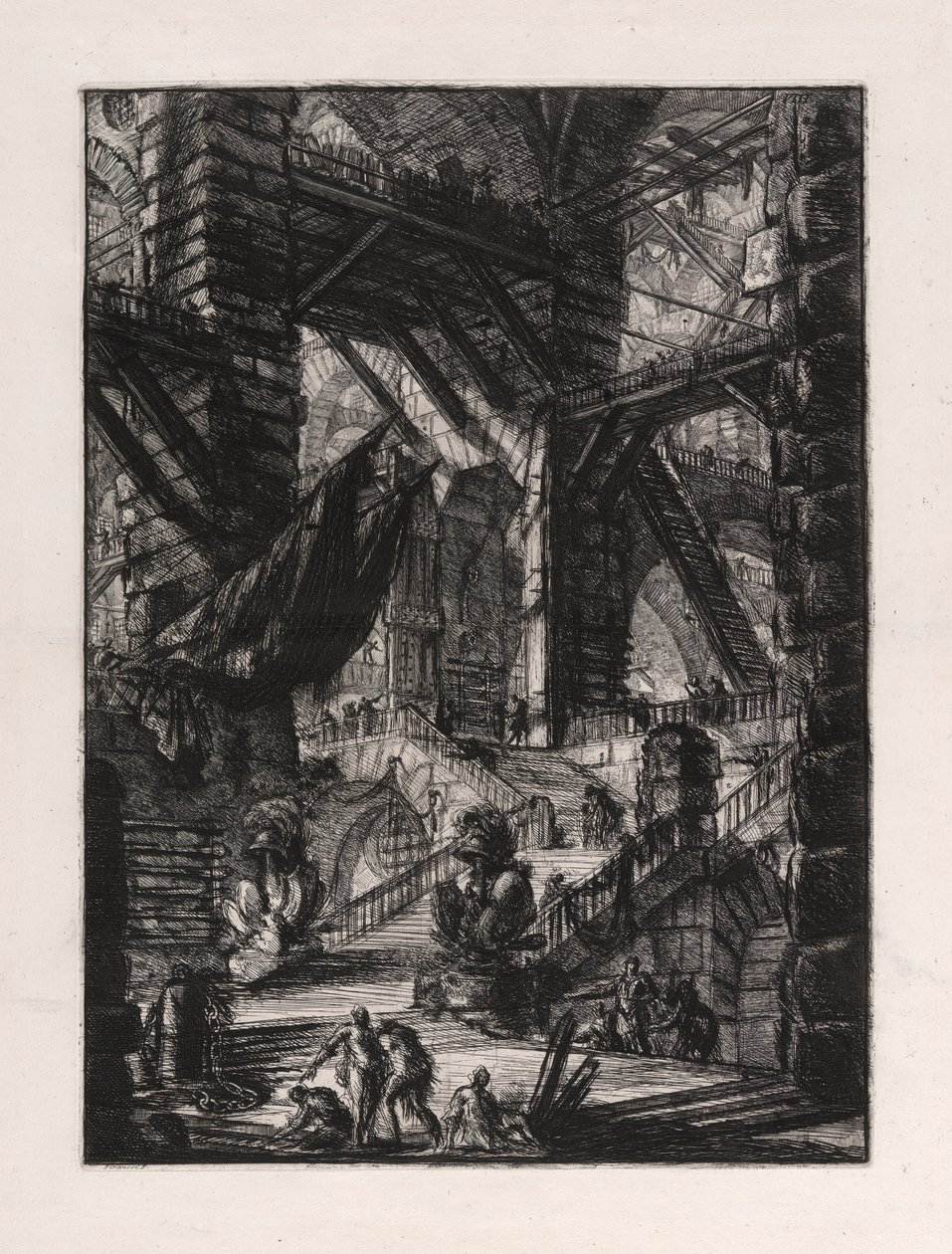 La escalera con trofeos, placa 8 de Carceri d de Giovanni Battista Piranesi