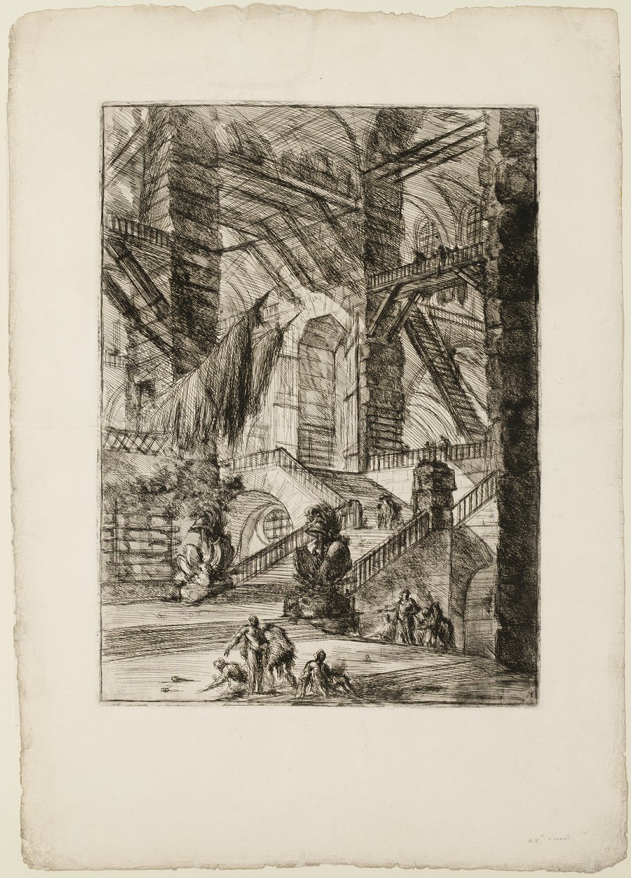 La Escalera con Trofeos, lámina 8 de Prisiones Imaginarias de Giovanni Battista Piranesi